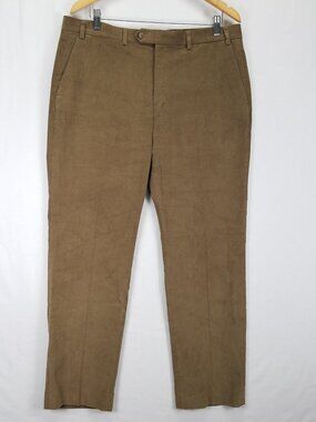 Lauren Ralph Lauren Men 36 Brown Corduroy Pants Stretch Flat Front Black Label